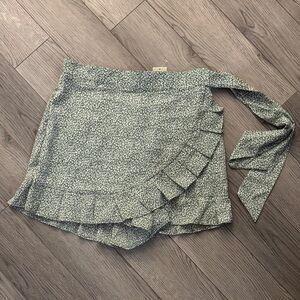 Floral Wrap Skirt with Ruffle Detail